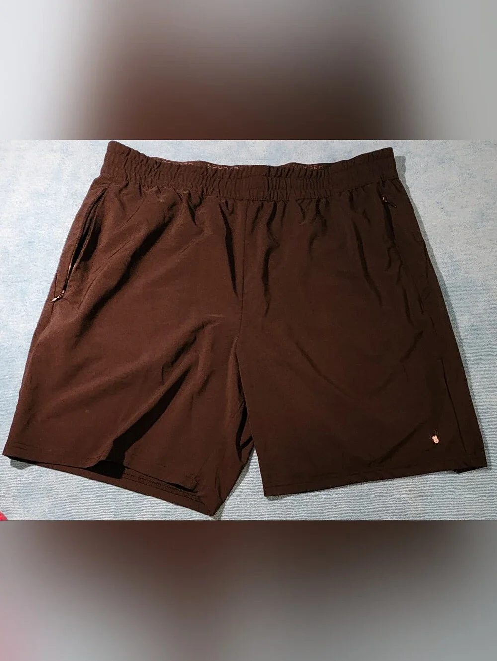 Spyder Men's Dark Brown Athletic Shorts with Zip Pockets